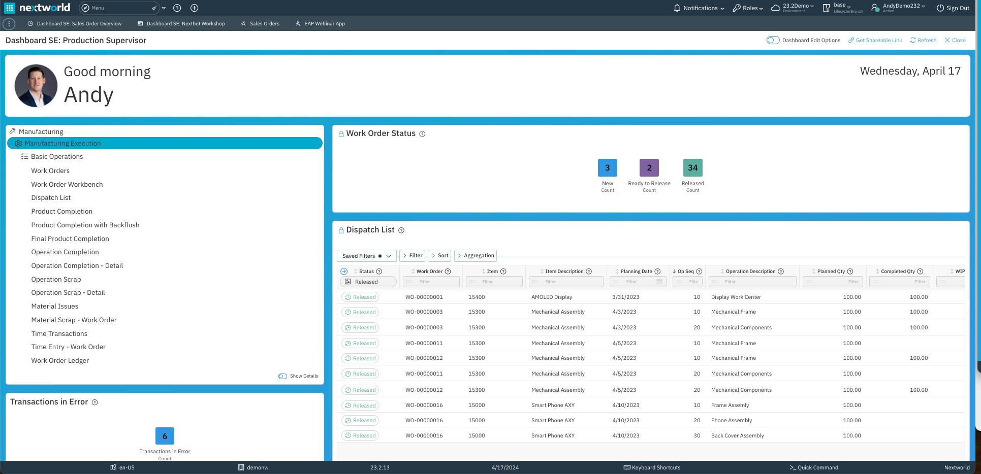 Production Supervisor Dashboard